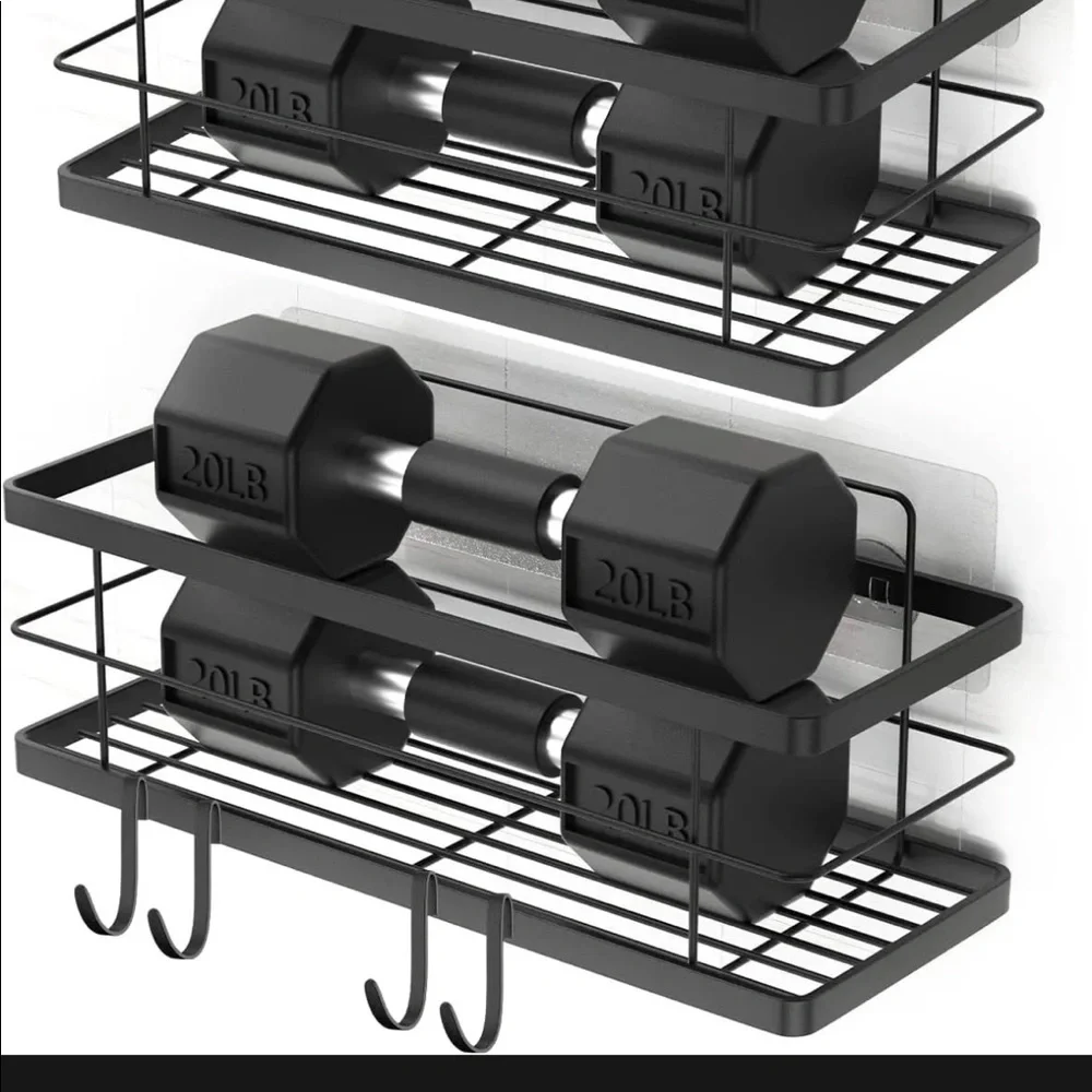 Large Shower Caddy Basket Shelf, 2 Pack Bathroom Storage Organizer with 4 Hooks